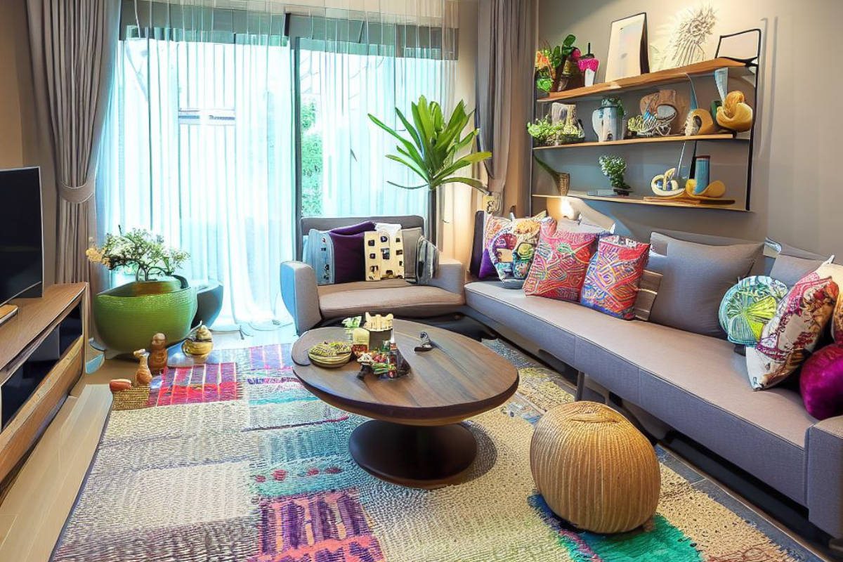 colorful eclectic style living room