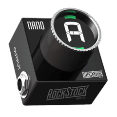 The Nano Tuner by Rock Stock, renowned as the smallest guitar tuner ever. Despite its compact size, it offers a bright, easy-to-read display, making it an indispensable tool for musicians seeking precise tuning even on a dimly lit stage or studio