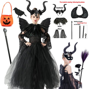 Girls Halloween Cosplay Costume Maleficent Tutu Wedsday Dresses For - Zeal'N Life | Bringing Zeal to Your Life