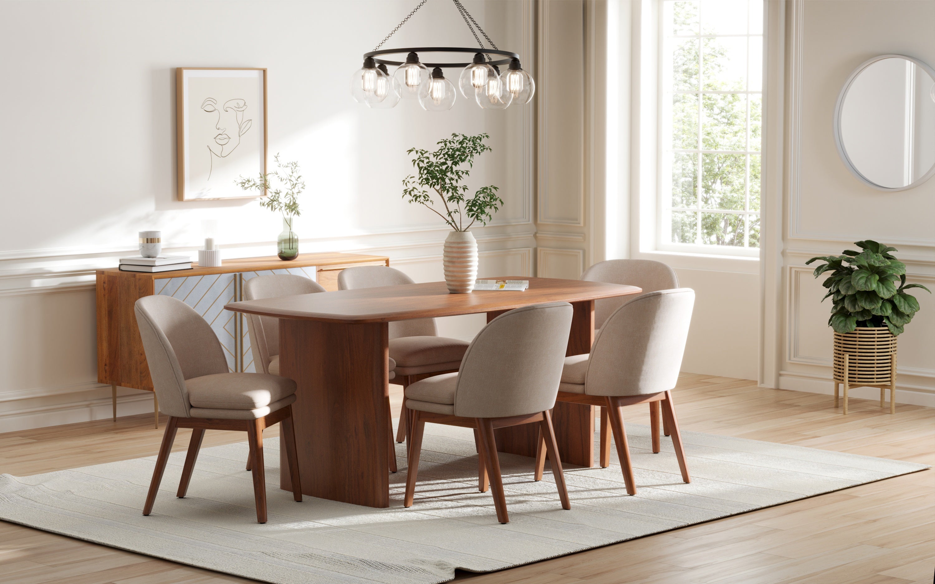 Anish Dining Table With 6 Wayane Chairs Without Arms latest design