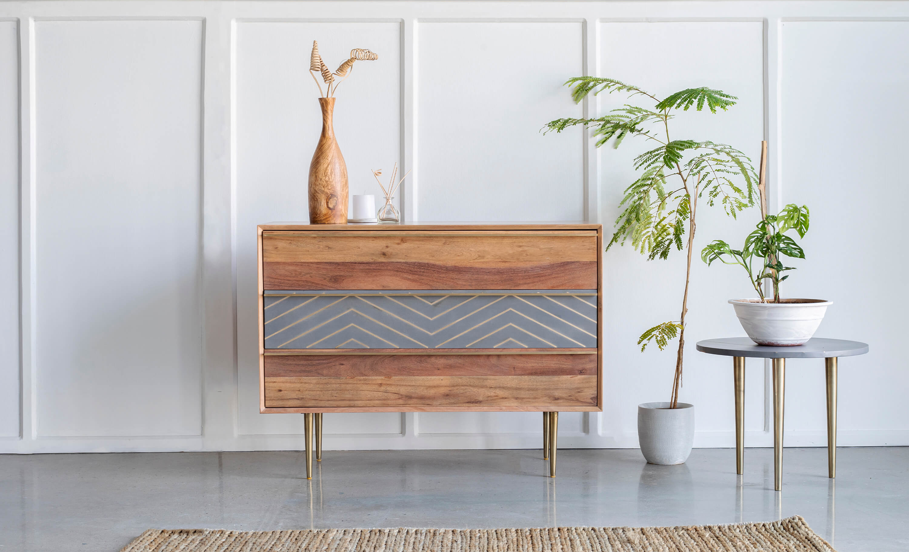 Wooden Chests with Metal Accents modern design