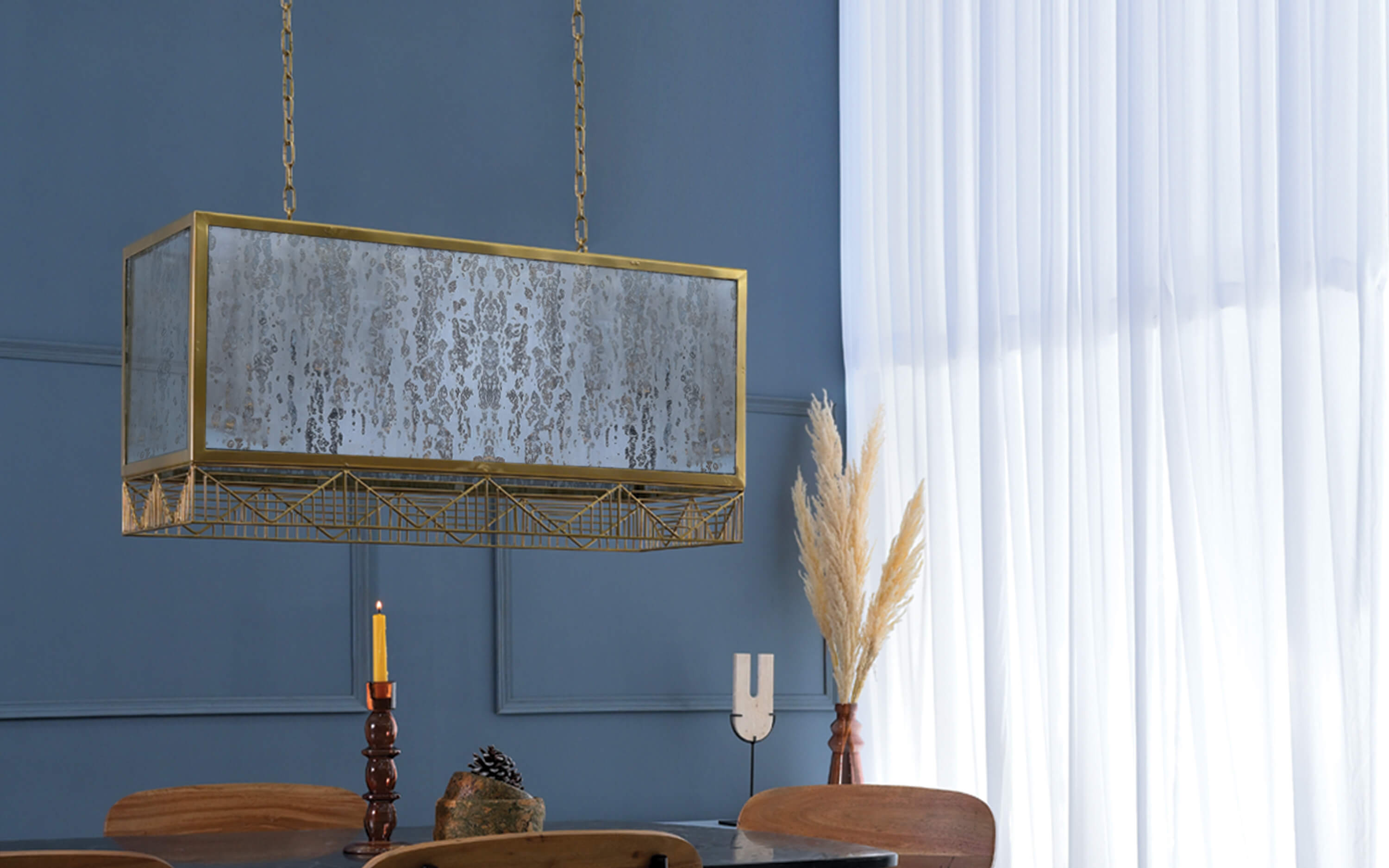 Chandelier above the dining table