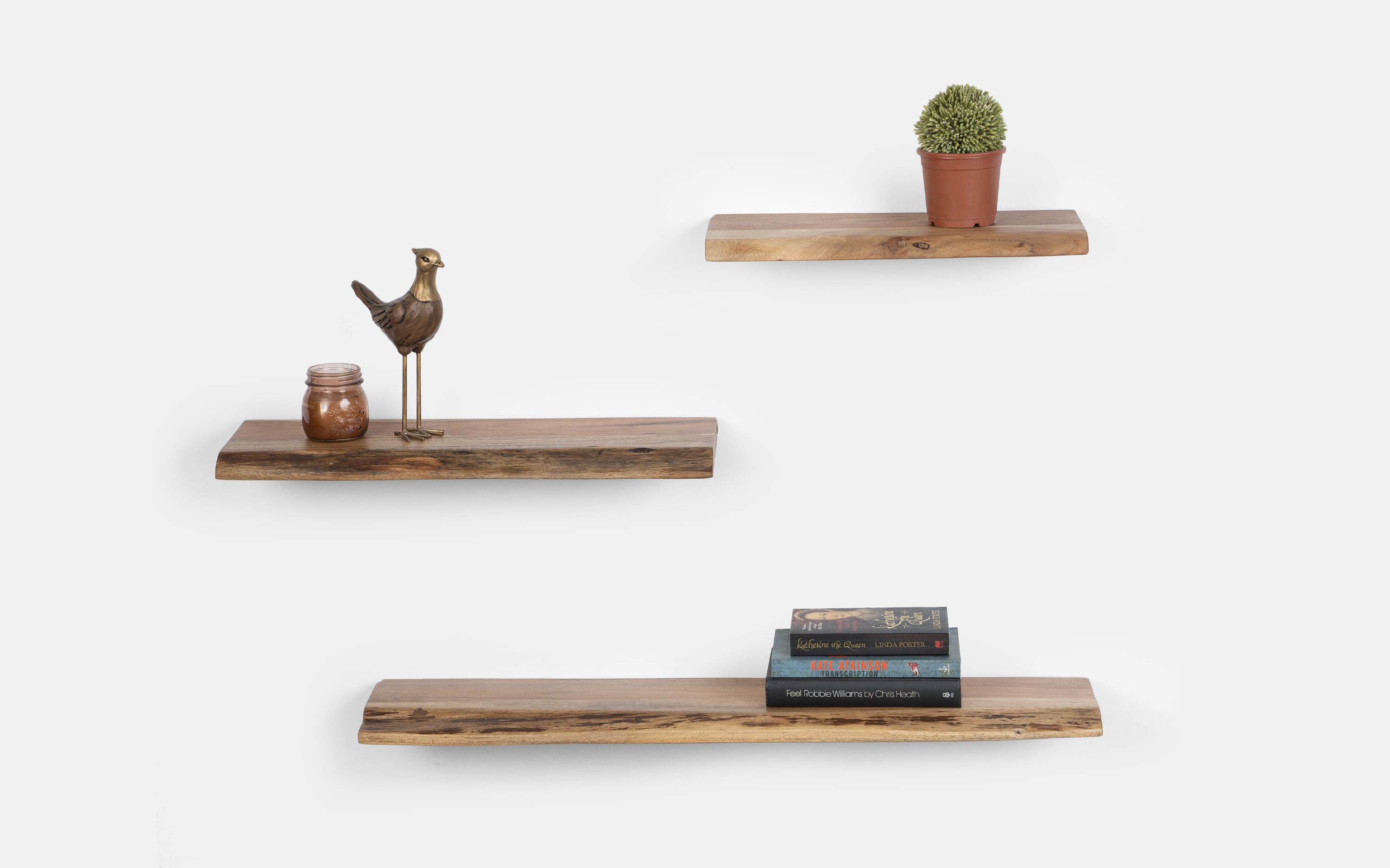 decorated Wooden Shelf Set with the plant in bedroom