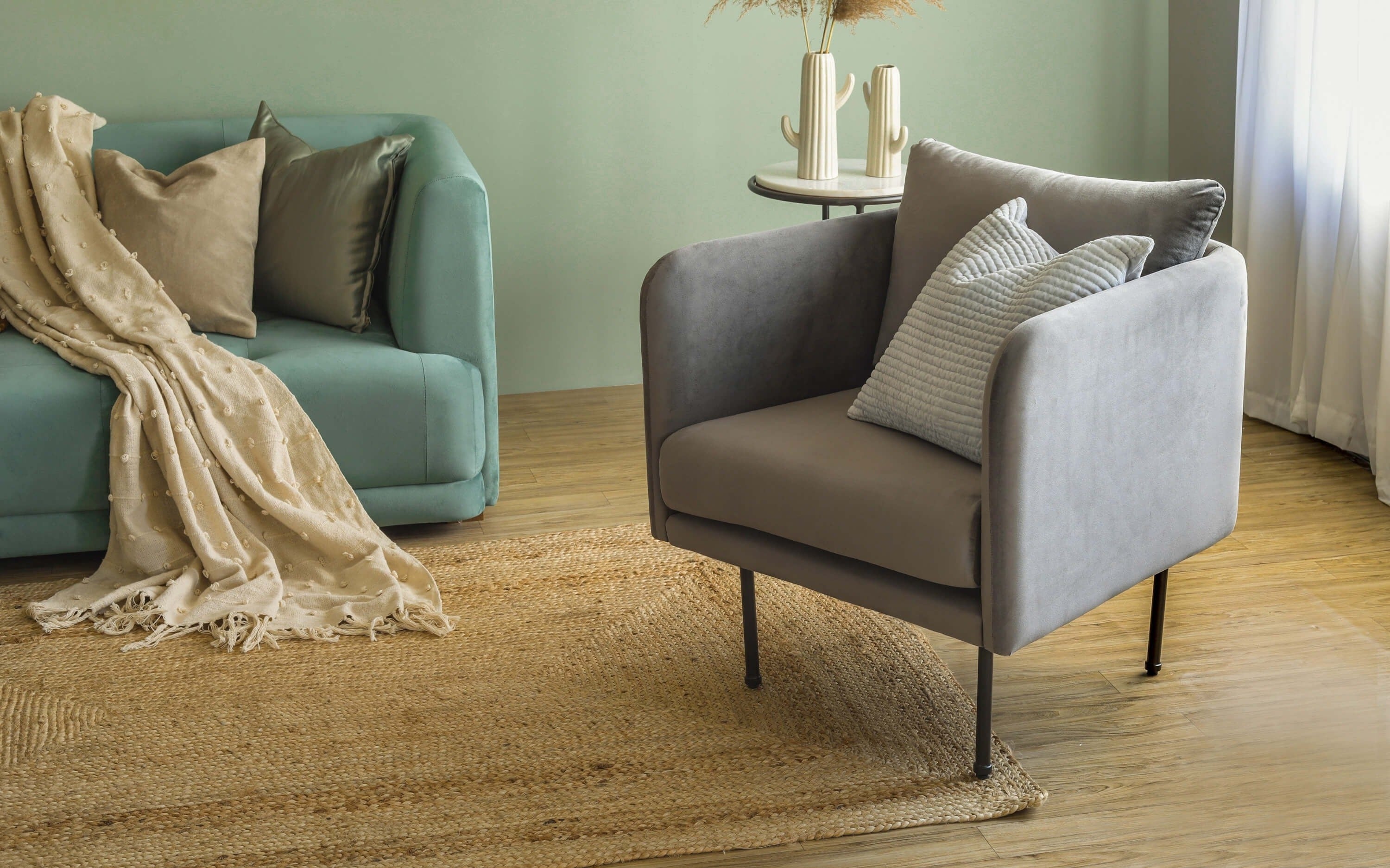 Daburu Grey Lounge Chair for bedroom. New home Decoration ideas 2023 - Orange Tree Homes Pvt Ltd.
