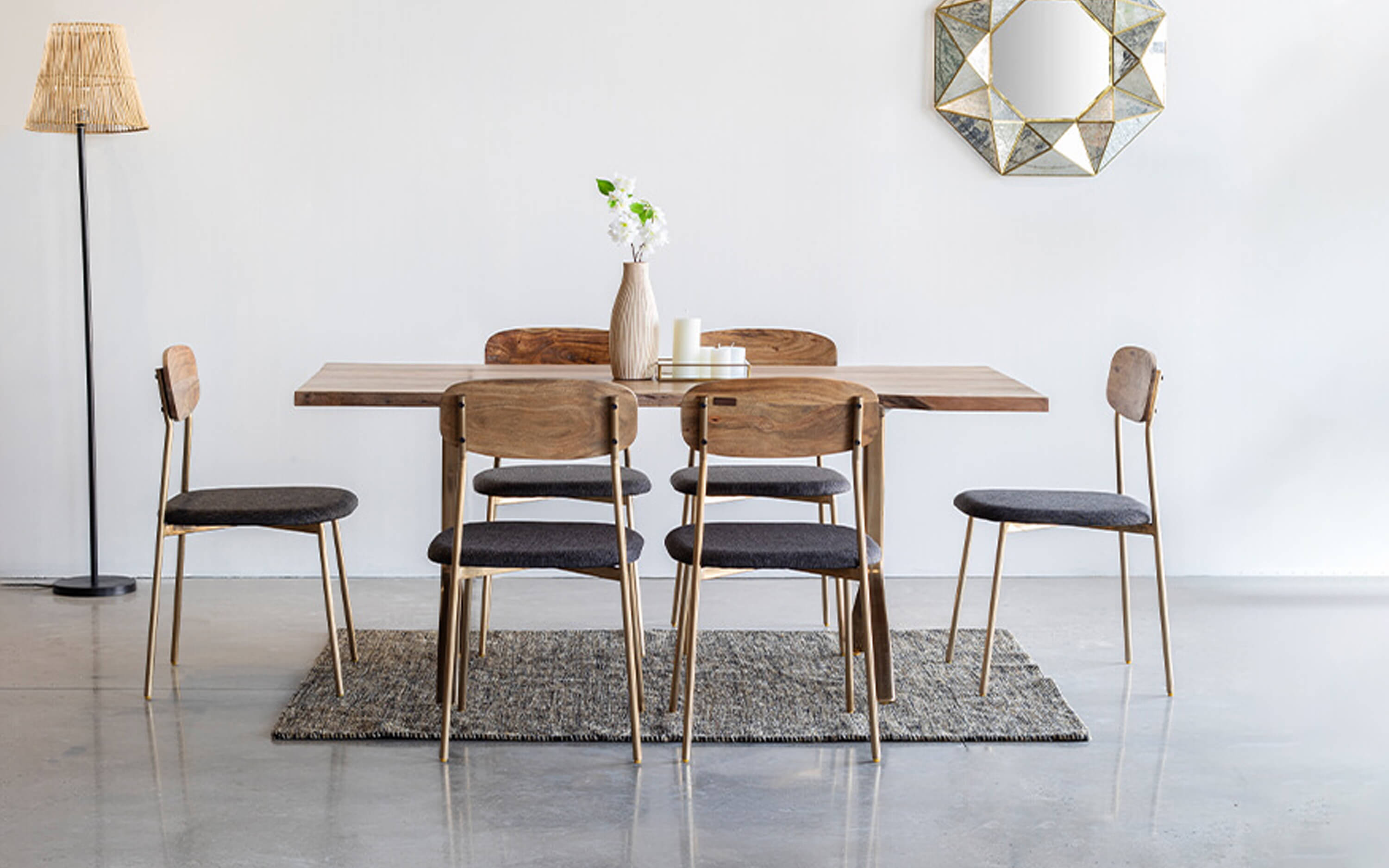 Yoho Dining Table With 6 Chairs -Adding a Wall Mirror: Reflecting Beauty
