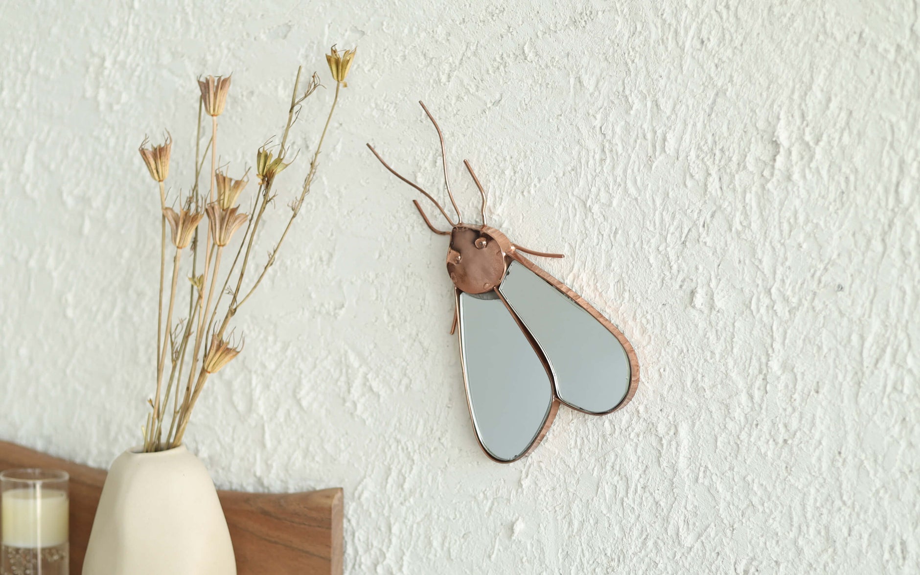 Moth copper metal art wall decor