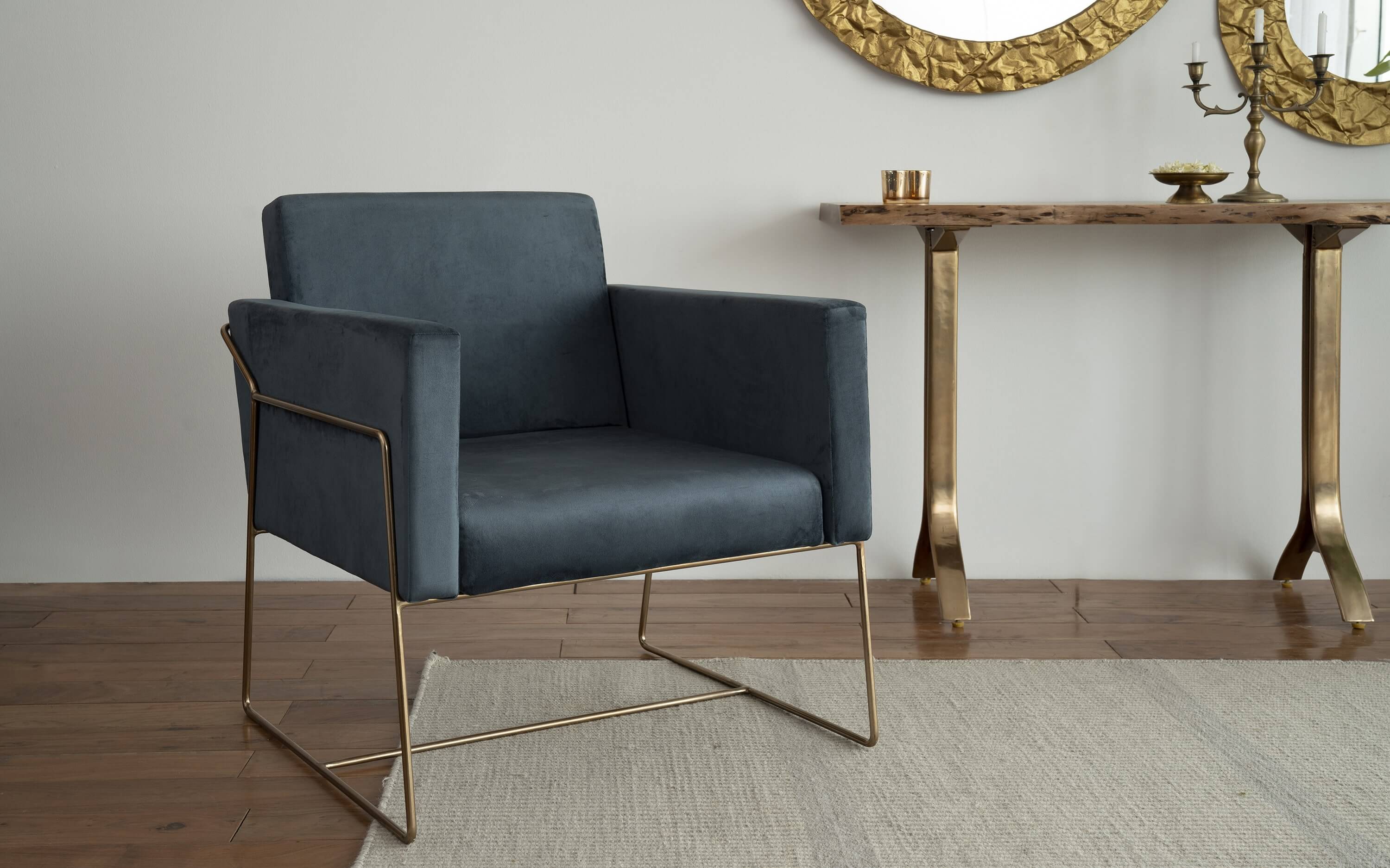 Upholstered Jade Blue Lounge Chair . Drawing Room Decoration Ideas 2023- Orange Tree Homes Pvt Ltd.