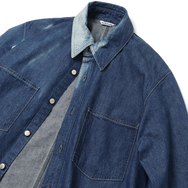 SUN FADE BLEACH LIGHT DENIM SHIRTS BLOUSON