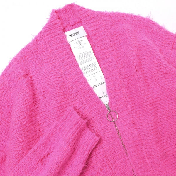 doublet ZIP UP FUR YARN CARDIGAN pink - www.top4all.pl