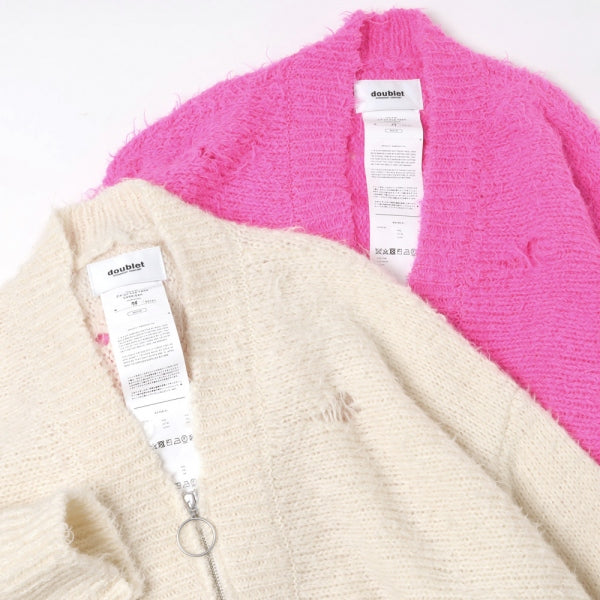 doublet ZIP UP FUR YARN CARDIGAN pink - www.top4all.pl