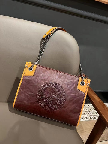 vintage leather shoulder bag tote purse for ladies