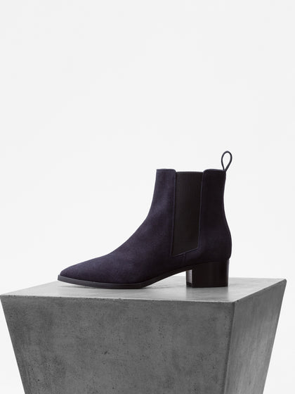 aeyde | LOU | women's navy ankle boot 