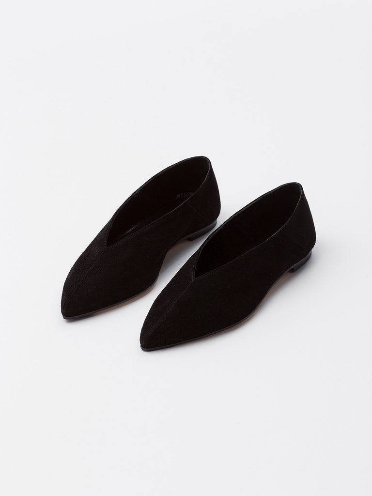 aeyde | MOA | women's black suede leather flat – aeydē
