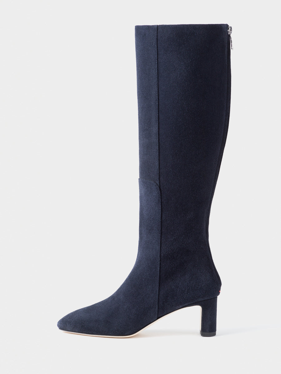 navy suede long boots