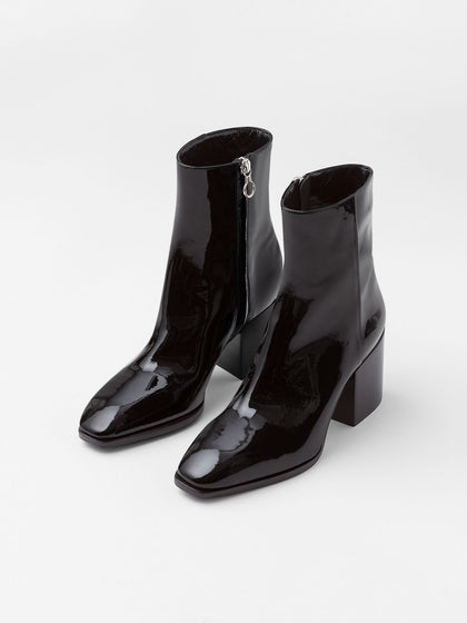 black patent ankle boots