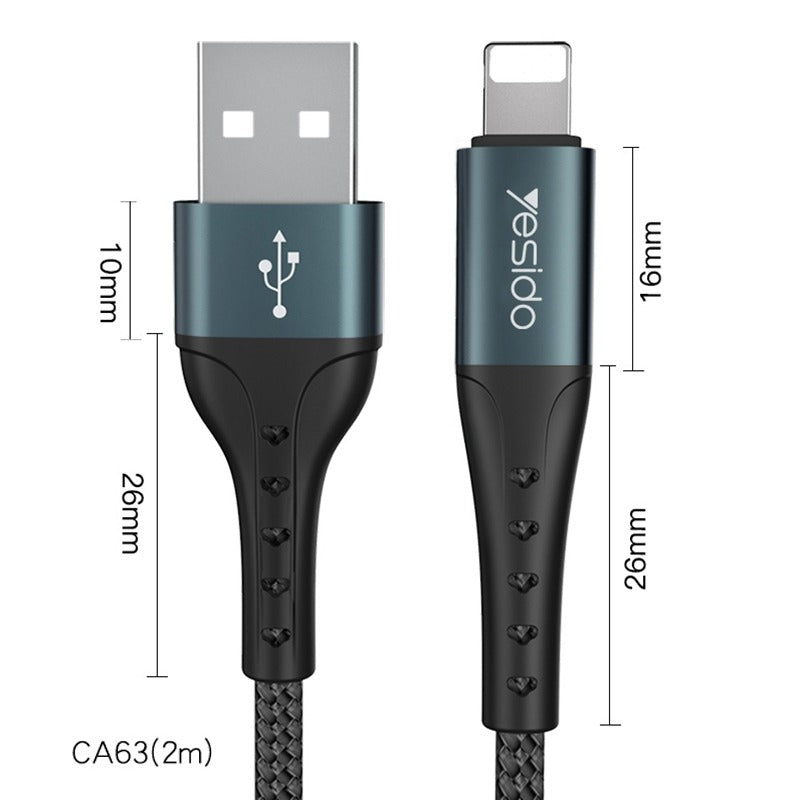 Yesido CA63 2.4A USB to 8 Pin Charging Cable, Length: 2m - 1