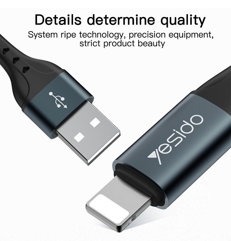 Yesido CA63 2.4A USB to 8 Pin Charging Cable, Length: 2m - 2