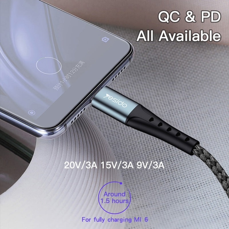 Yesido CA67 3A PD66W USB-C / Type-C to USB-C / Type-C Charging Cable, Length: 2m - 3