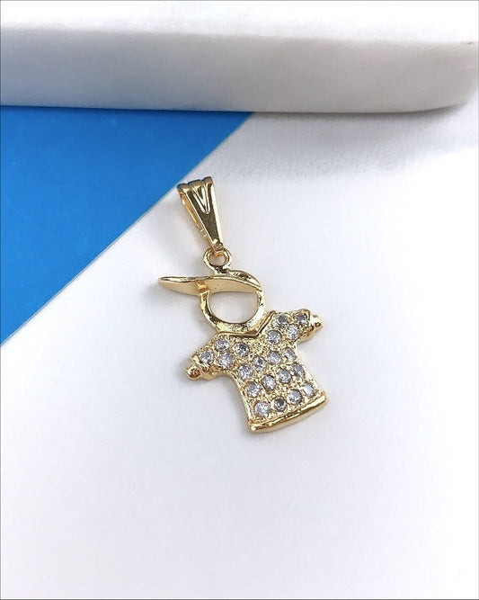 18K Gold Filled Boy or Girl Charms Pendant with Cubic Zirconia, Moving Head, for Wholesale and Jewelry Supplies, Family Jewelry for Mother Boy