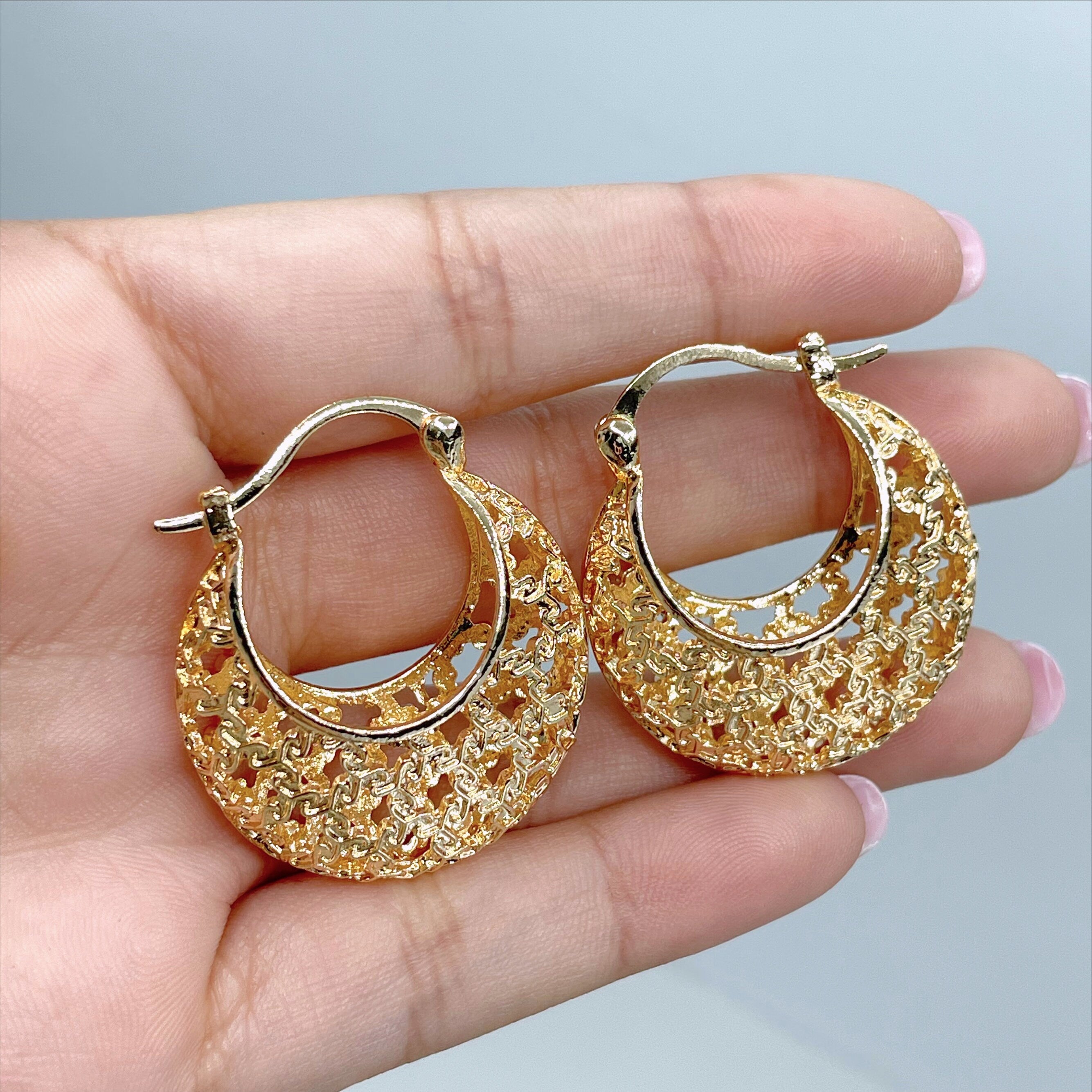 Wholesaler of Splendent gold basket hoop earrings | Jewelxy - 220916