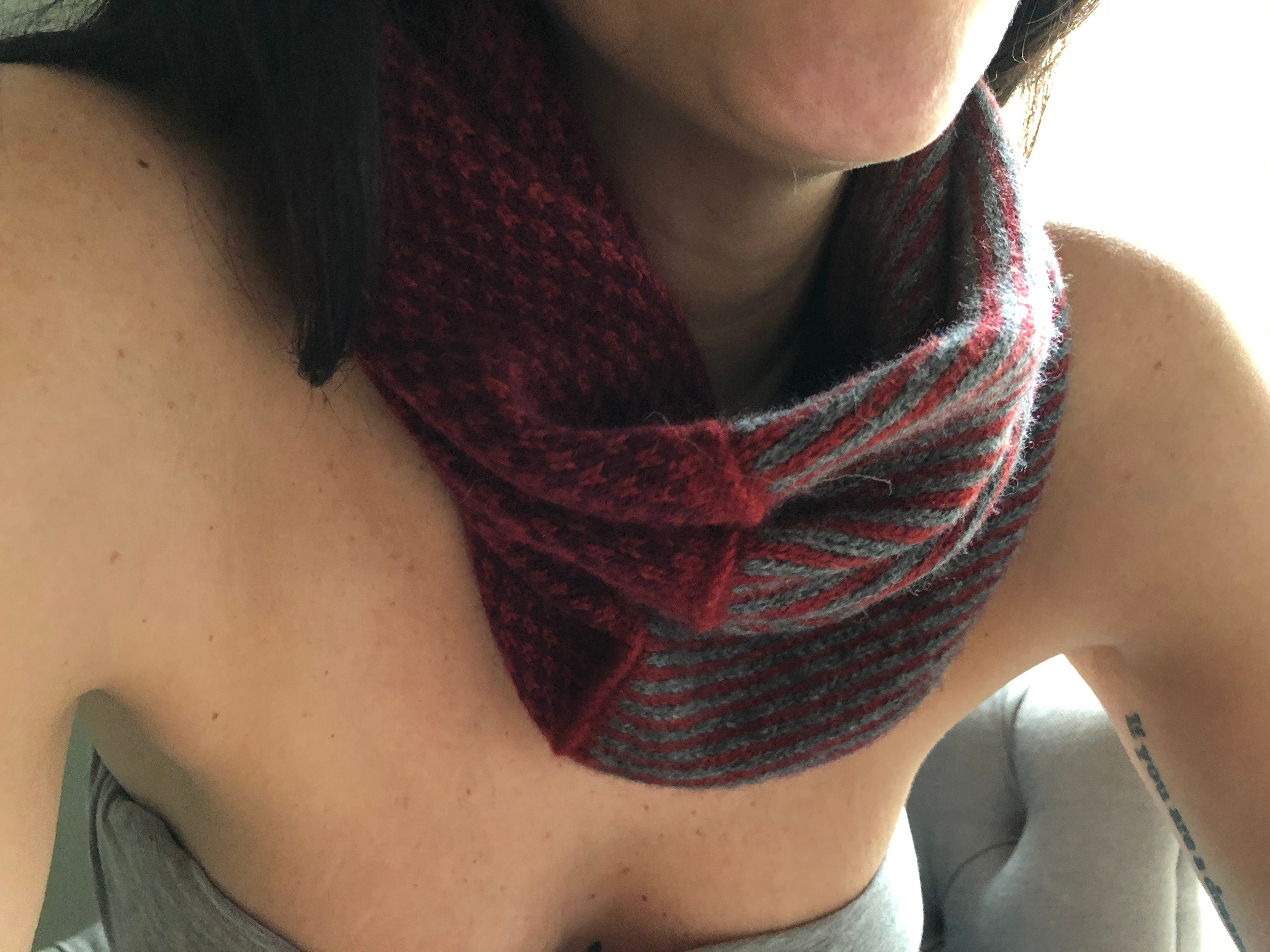 The Union Menswear Cowl in Cranberry/Burgundy/Mid Grey