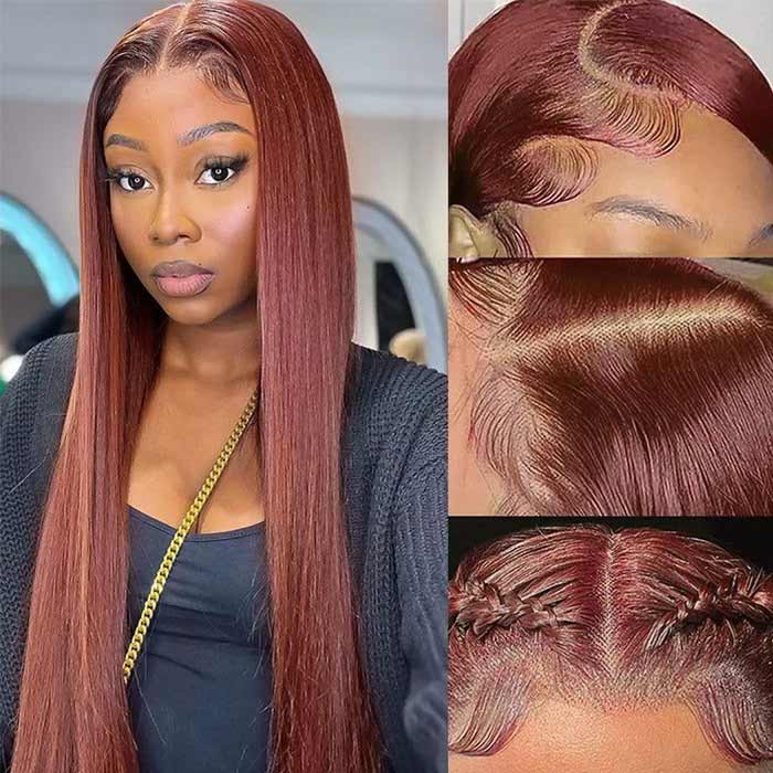 Reddish Brown #33 Silky Straight 13x4 Lace Wig Frontal Wig For Women-Zlike