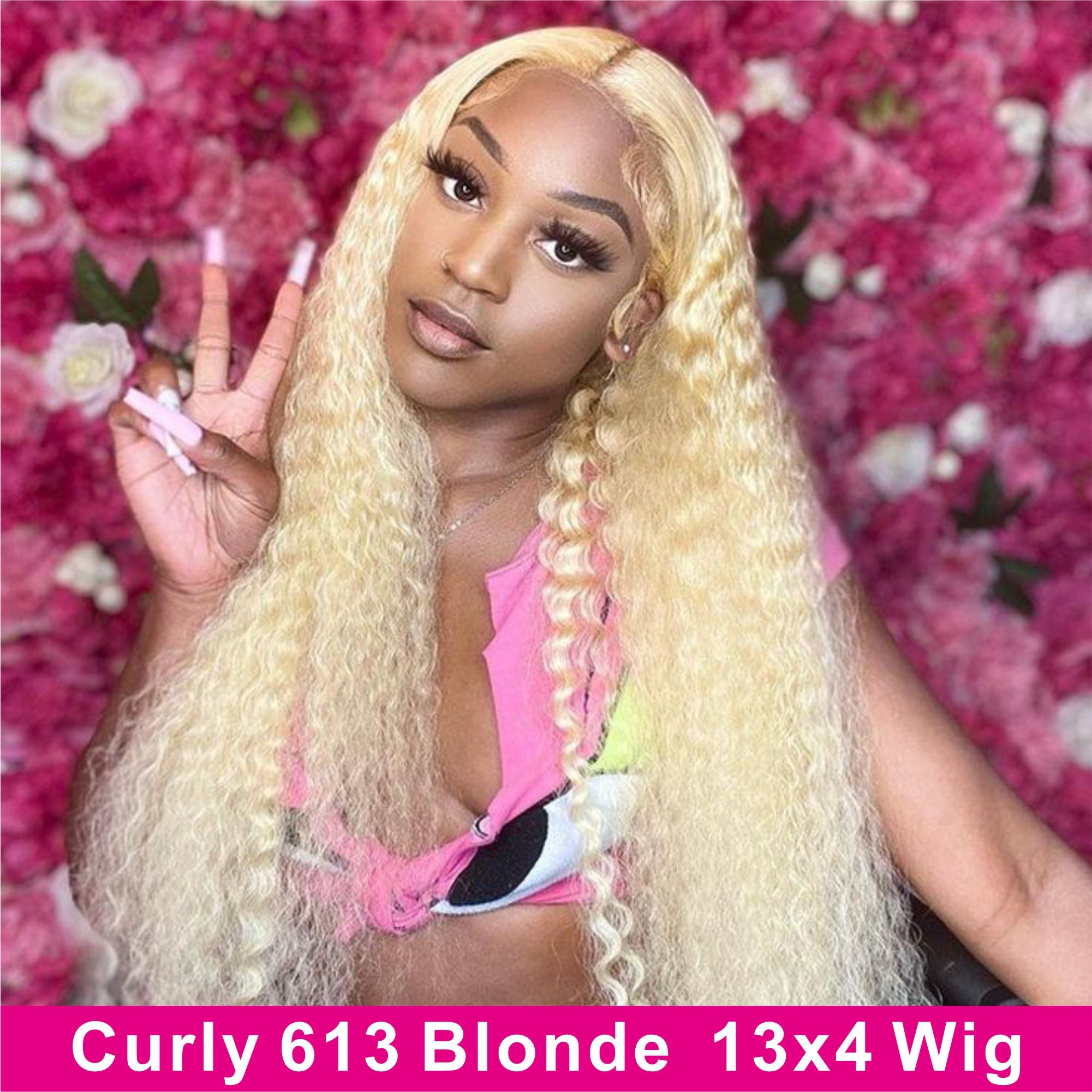 613 Blonde Jerry Curly 13x4 Lace Wig Virgin Human Hair Wigs Pre-Plucked Hairline-Zlike