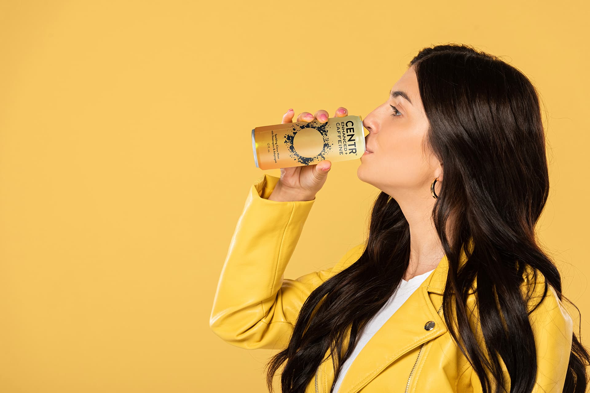 woman drinking centr sparkling water