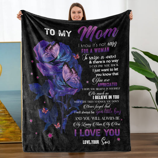 Gifts for Mom, Mom Gifts, Birthday Gifts for Mom, Mom Birthday Gifts, for  Mom, Mom Gifts from Daughters, I Love You Mom Blanket, Soft Flower Throw