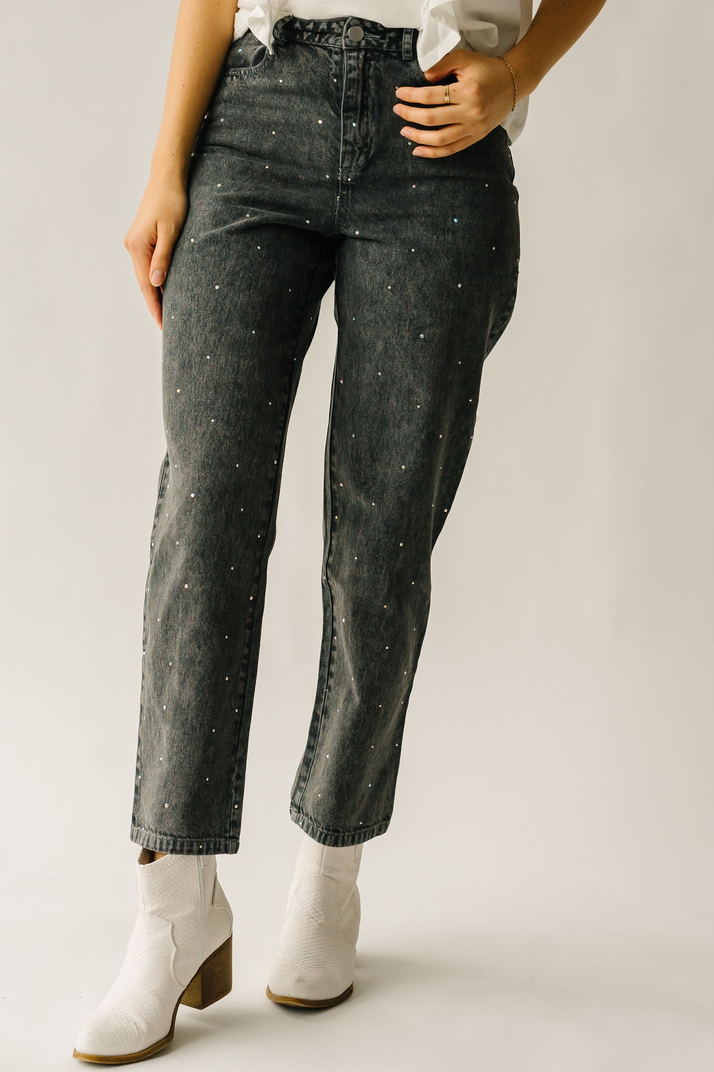 The Dana Rhinestone Jean in Washed Grey – Piper & Scoot