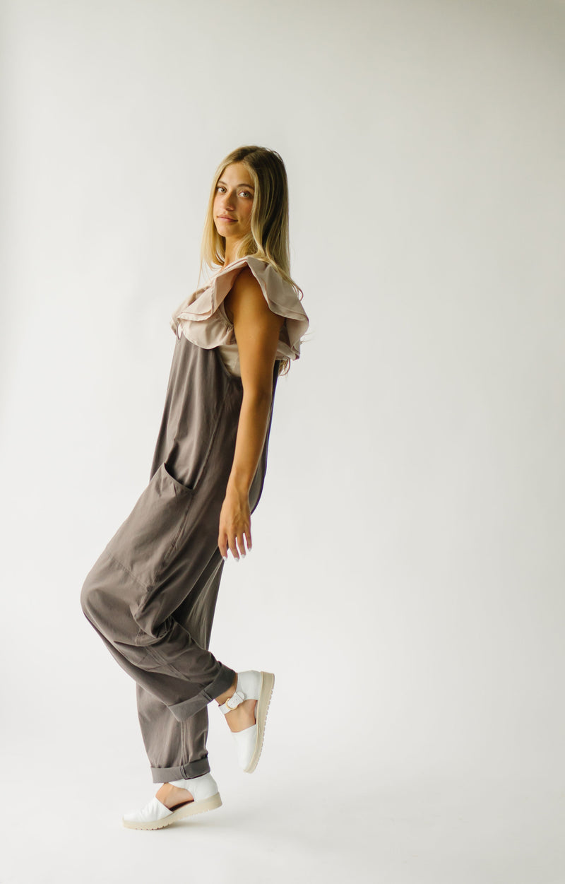 The Irvine Racerback Jumpsuit in Charcoal