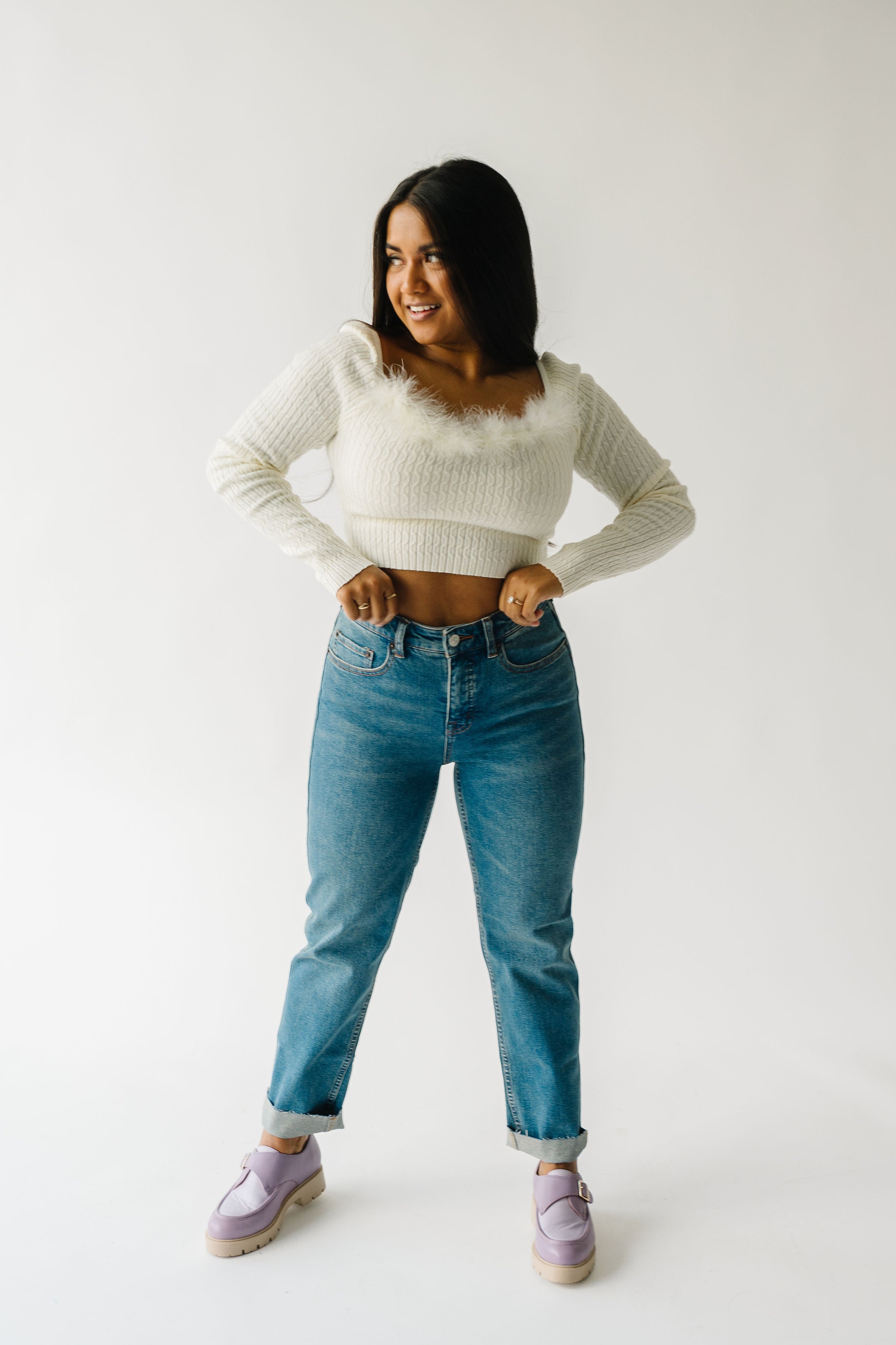 The Amir Fur Detail Cropped Sweater in Off White – Piper & Scoot