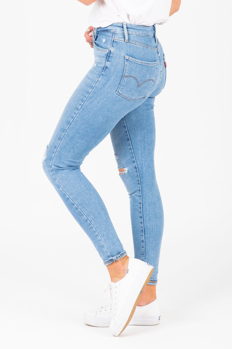 high rise light wash skinny jeans