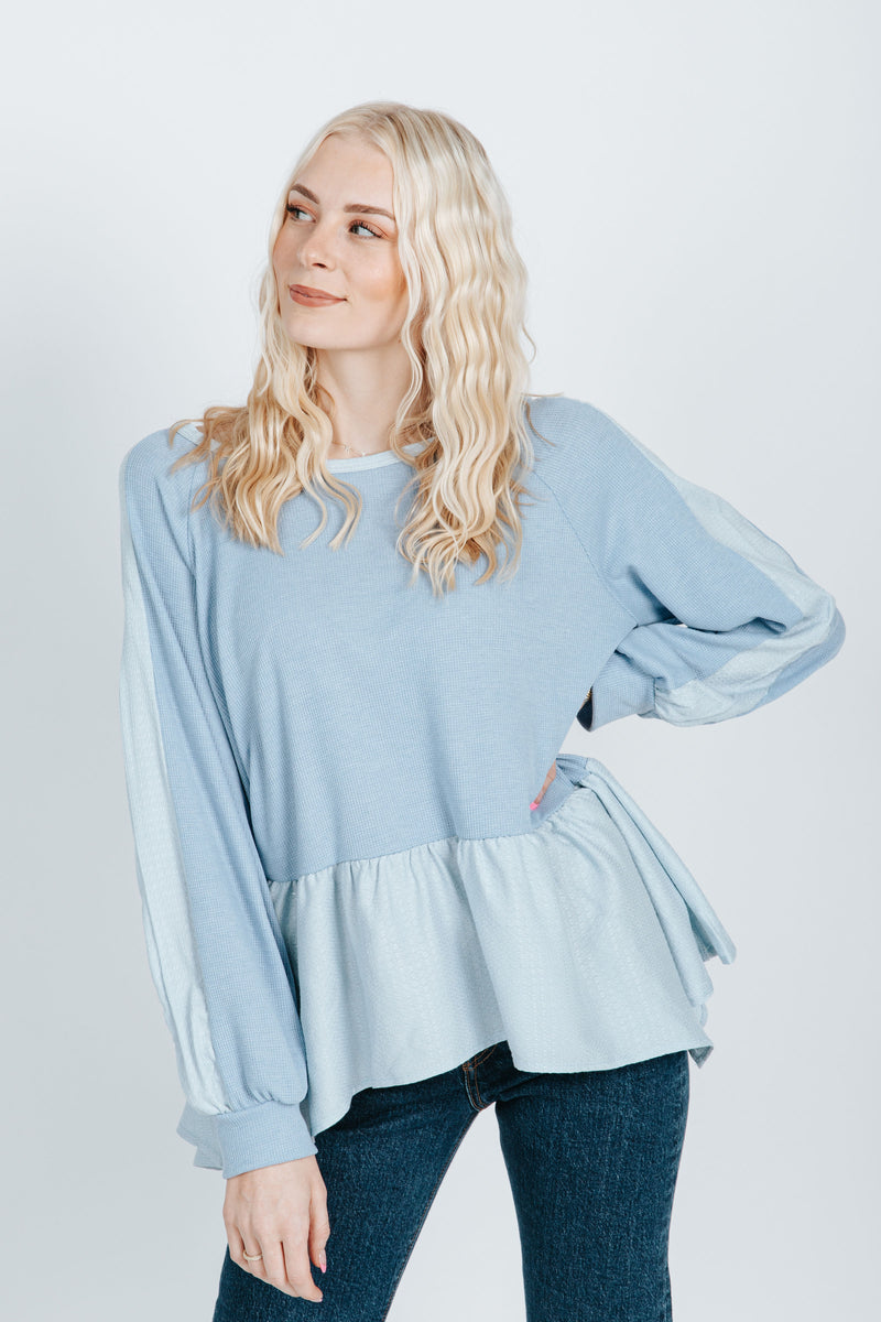 blue peplum blouse