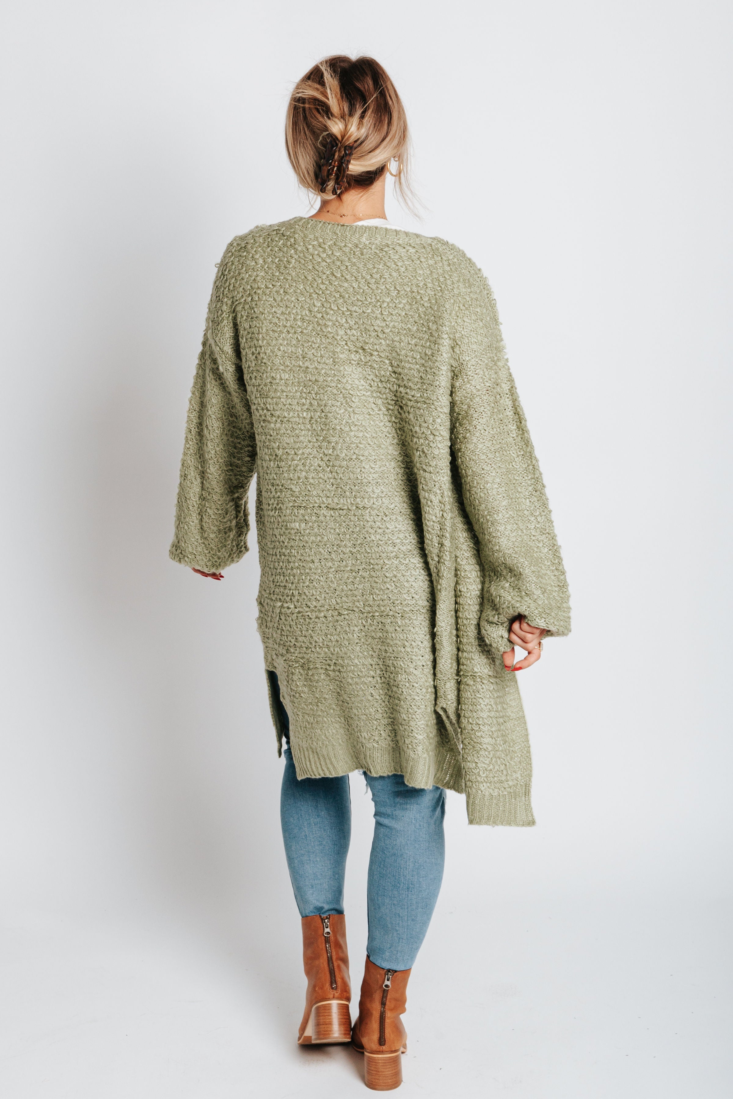 The Tinker Threaded Loop Cardigan in Sage