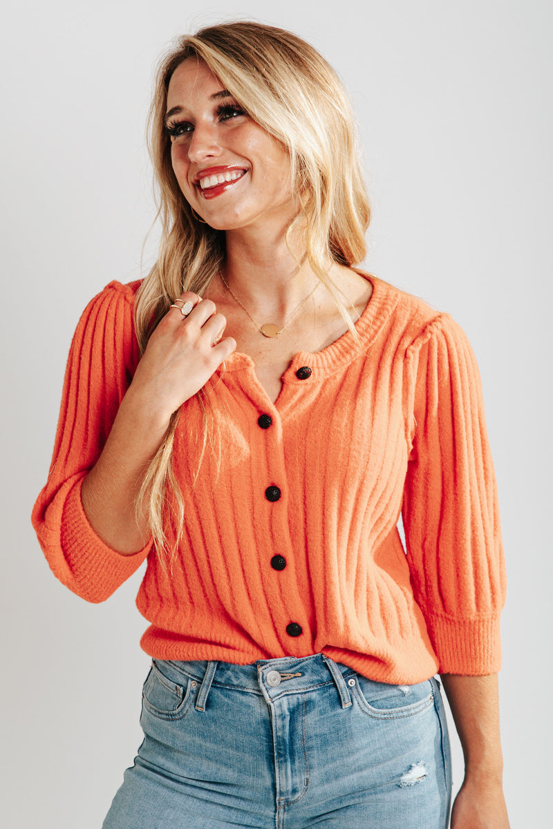 Free People: Sloane Cardi in Coral Clay, studio shoot; front view