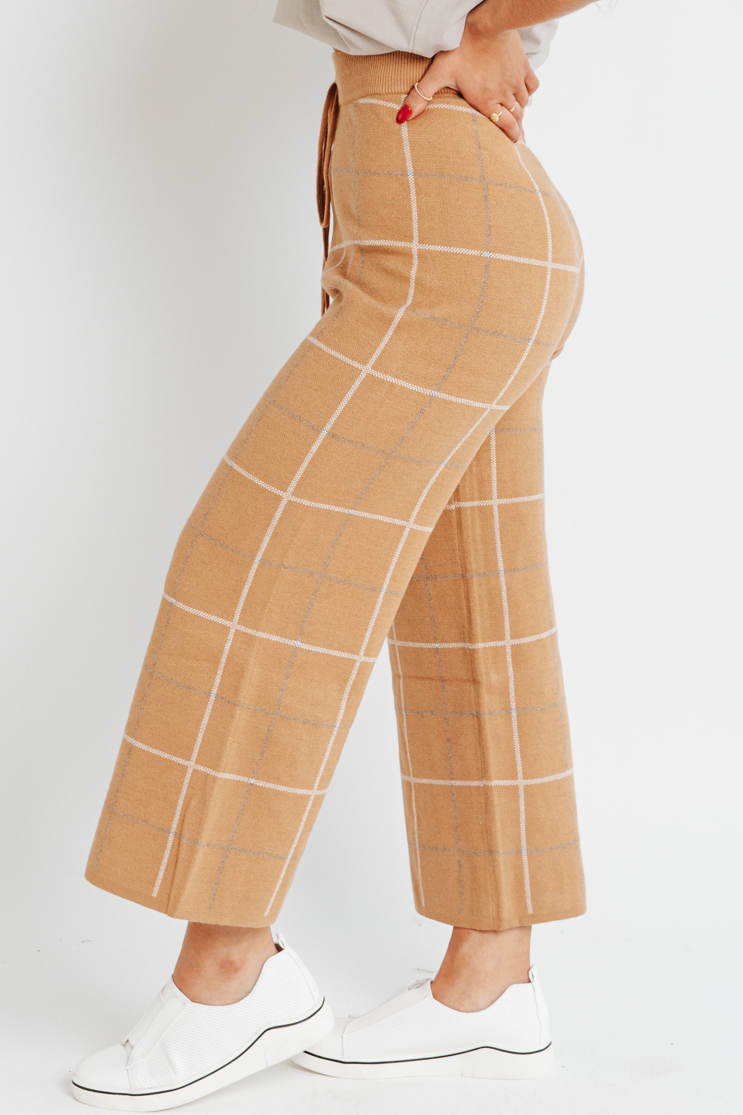 The Josh Plaid Sweater Pant in Camel