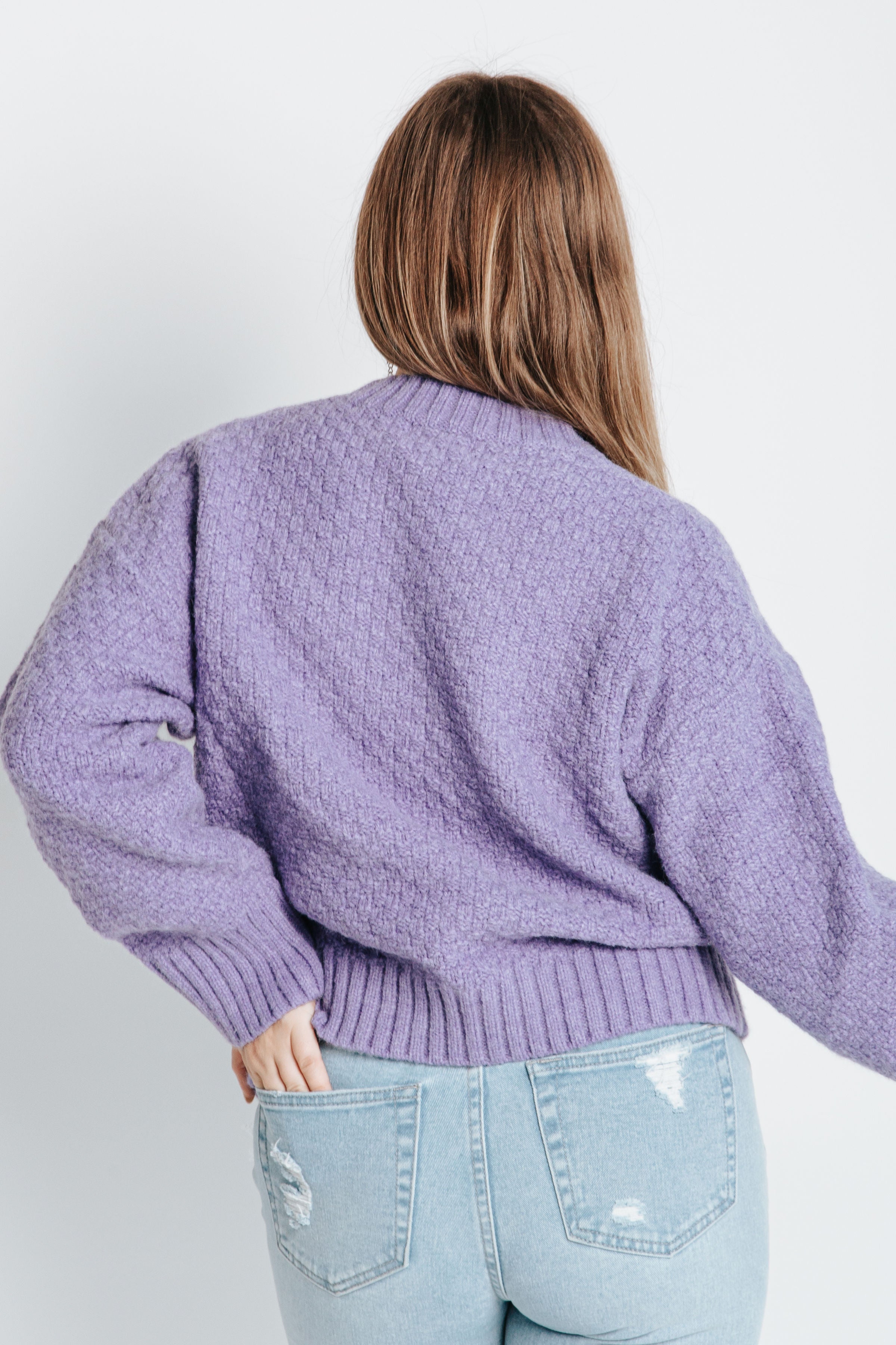 The Baird Detailed Sleeve Sweater in Lavender