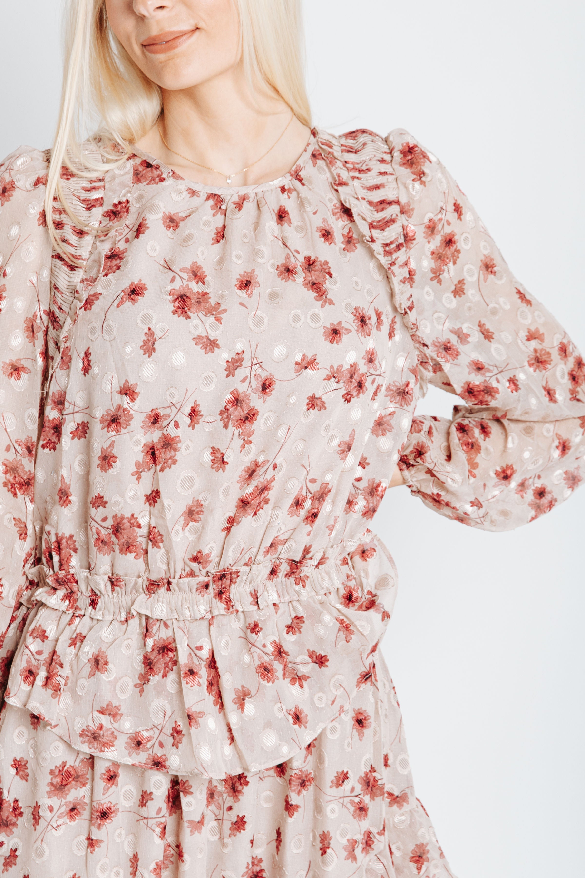 The Keaton Floral Dress in Dusty Pink