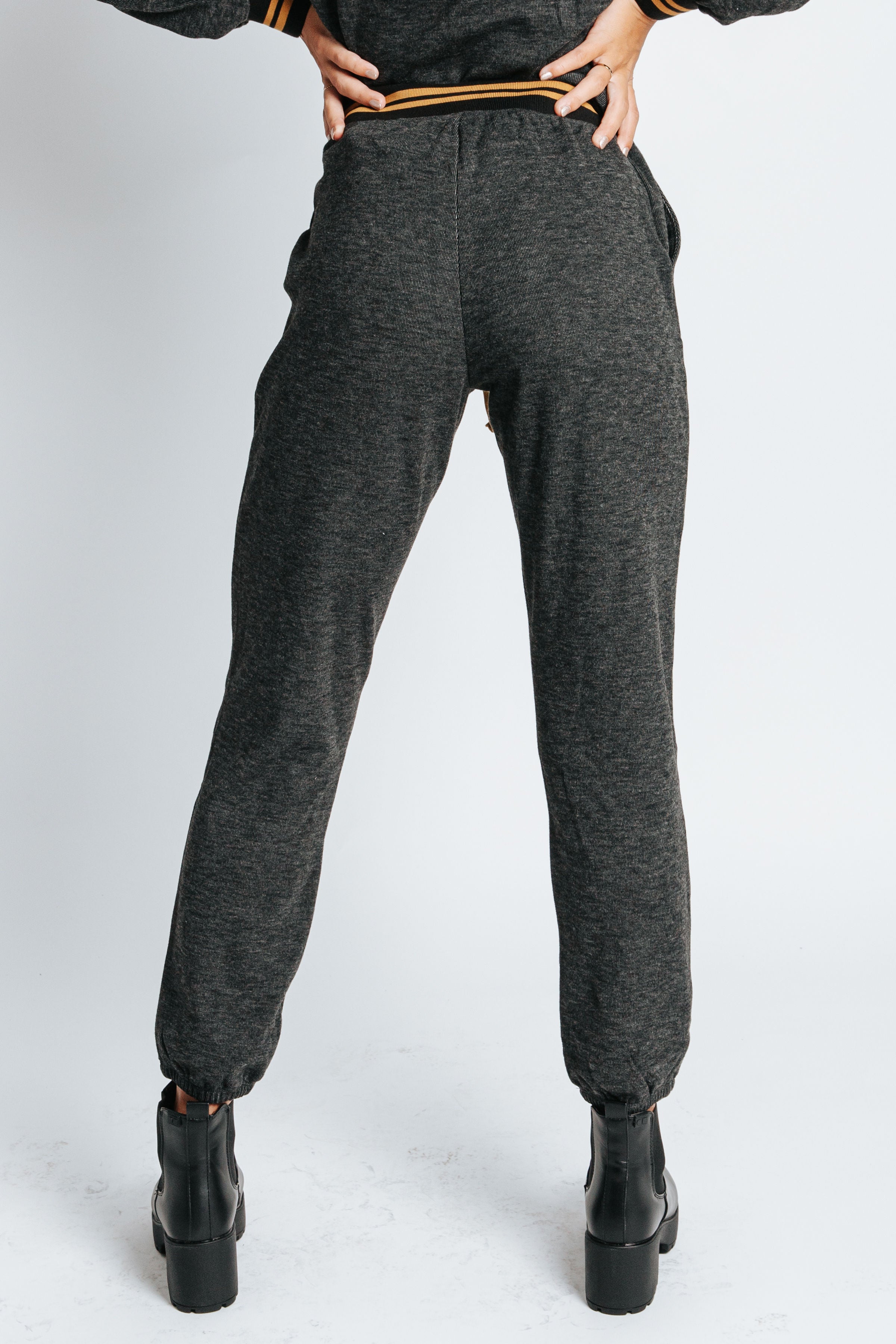 The Ernie Striped Detail Sweatpants in Charcoal
