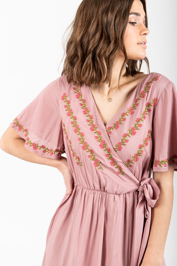 Mauve Wrap Dress Long Online Sale, UP ...