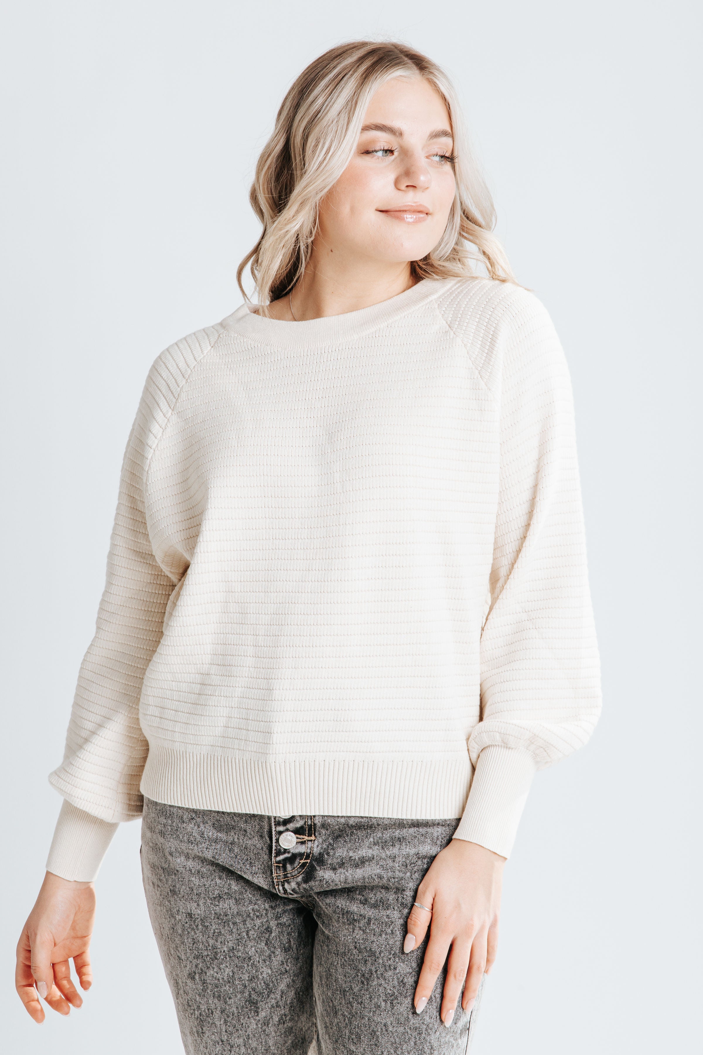 The Cathy Ribbed Sweater in Cream