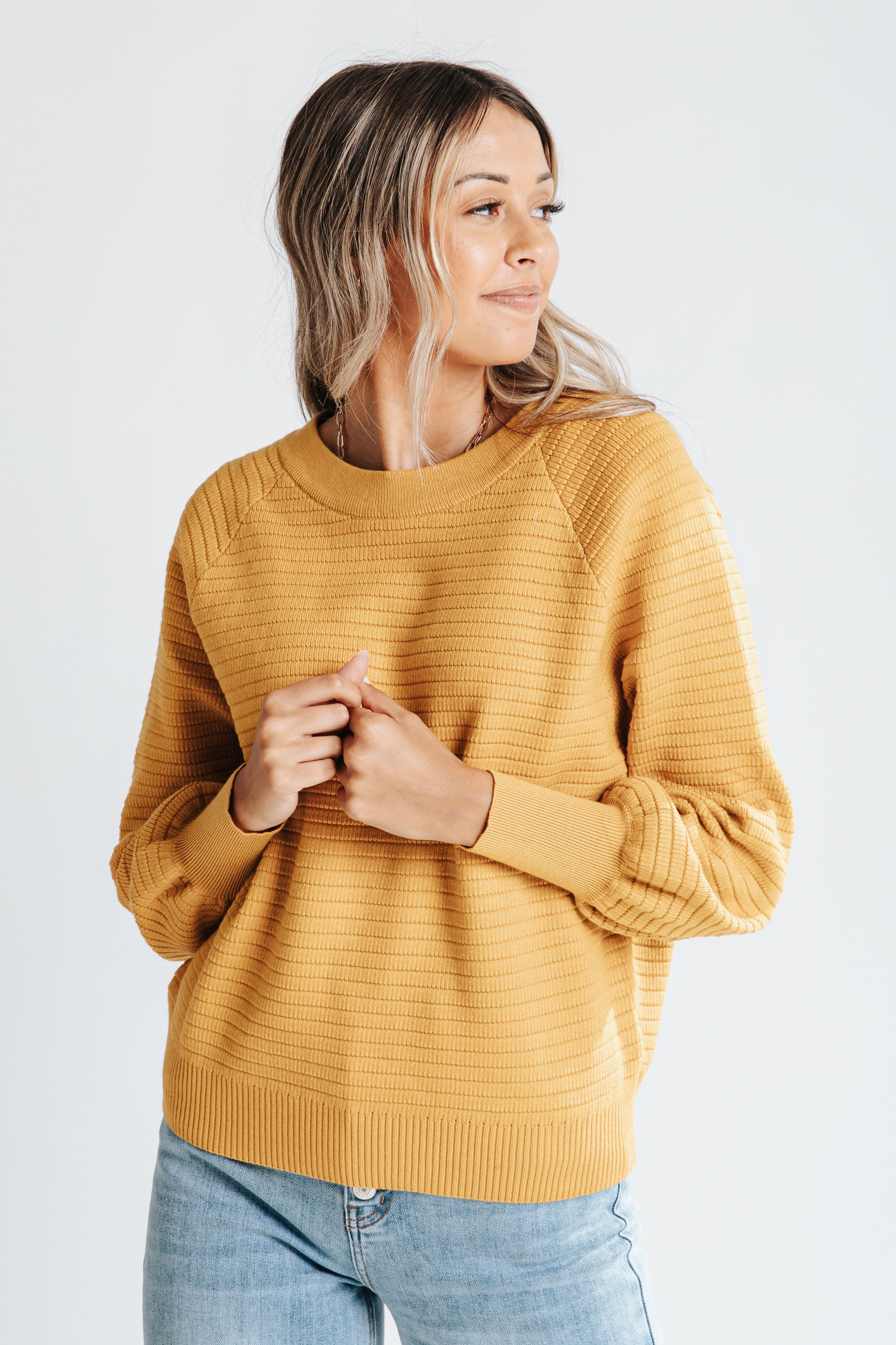 The Cathy Ribbed Sweater in Gold