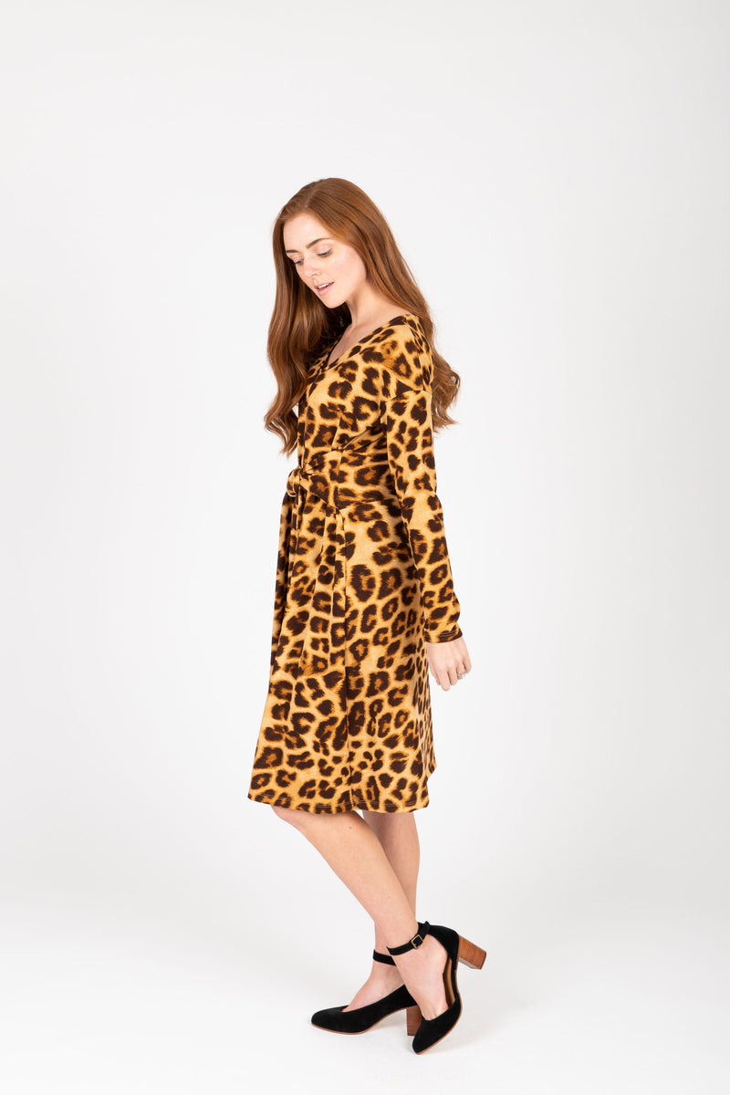 leopard tie front dress