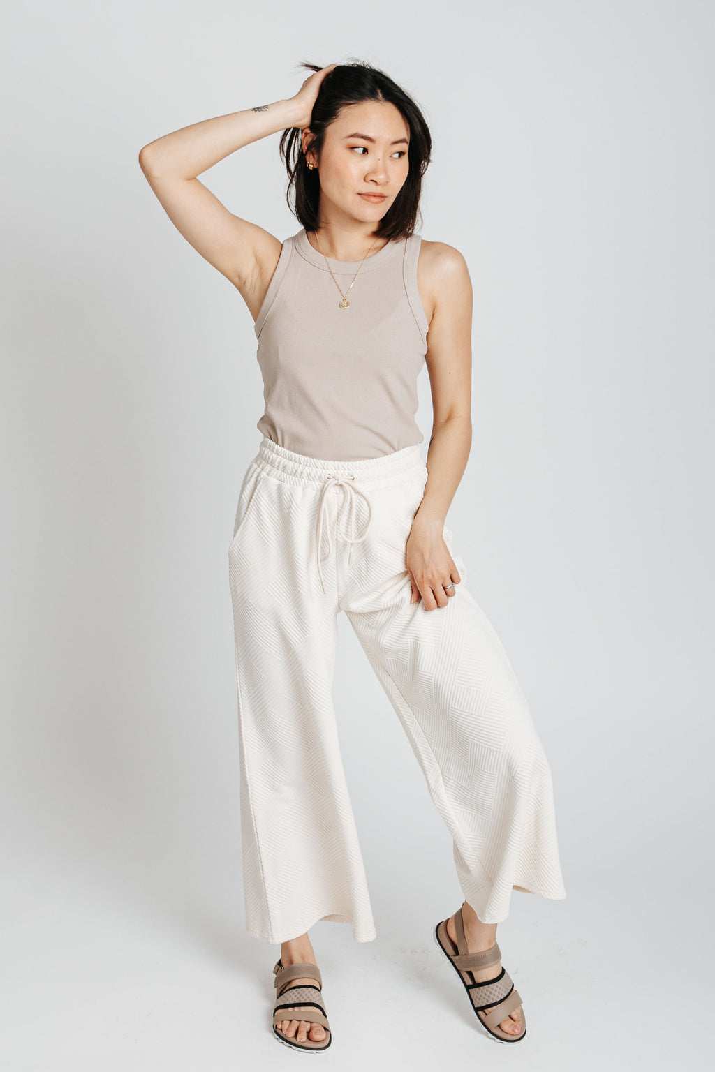 Pale Camel Cotton Canvas Wide Leg Pant - WOMEN Pants