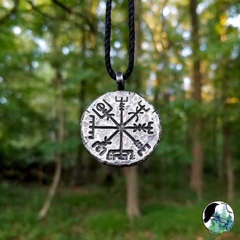 Vegvisir viking compass symbol pewter necklace