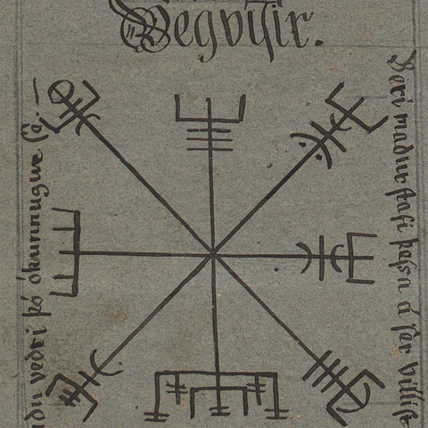 Vegvísir symbol from the Huld Manuscript