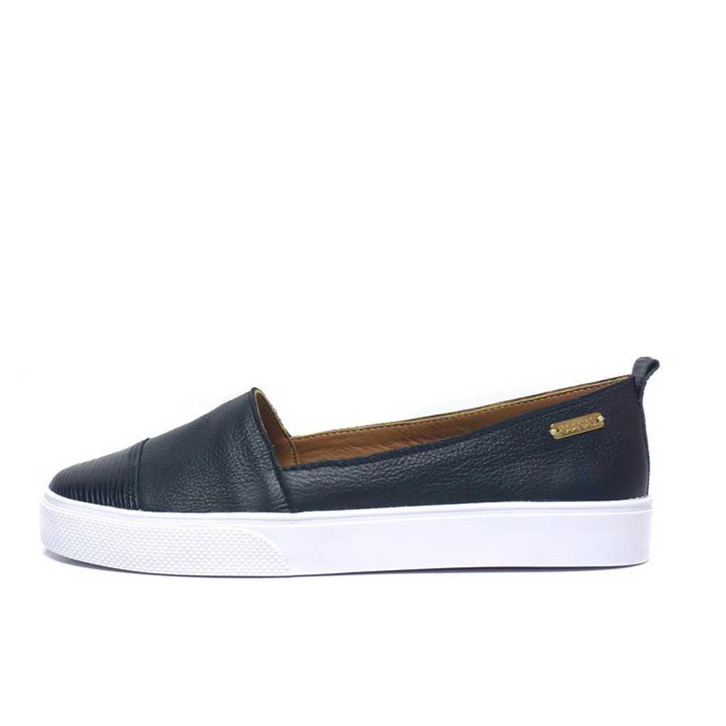 Serengeti Black Leather Slip-on Sneaker – Two Penny Blue