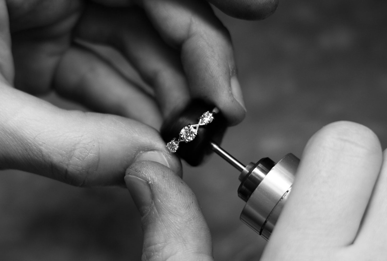 Image of a ring being made at Ecksand's in-house atelier.