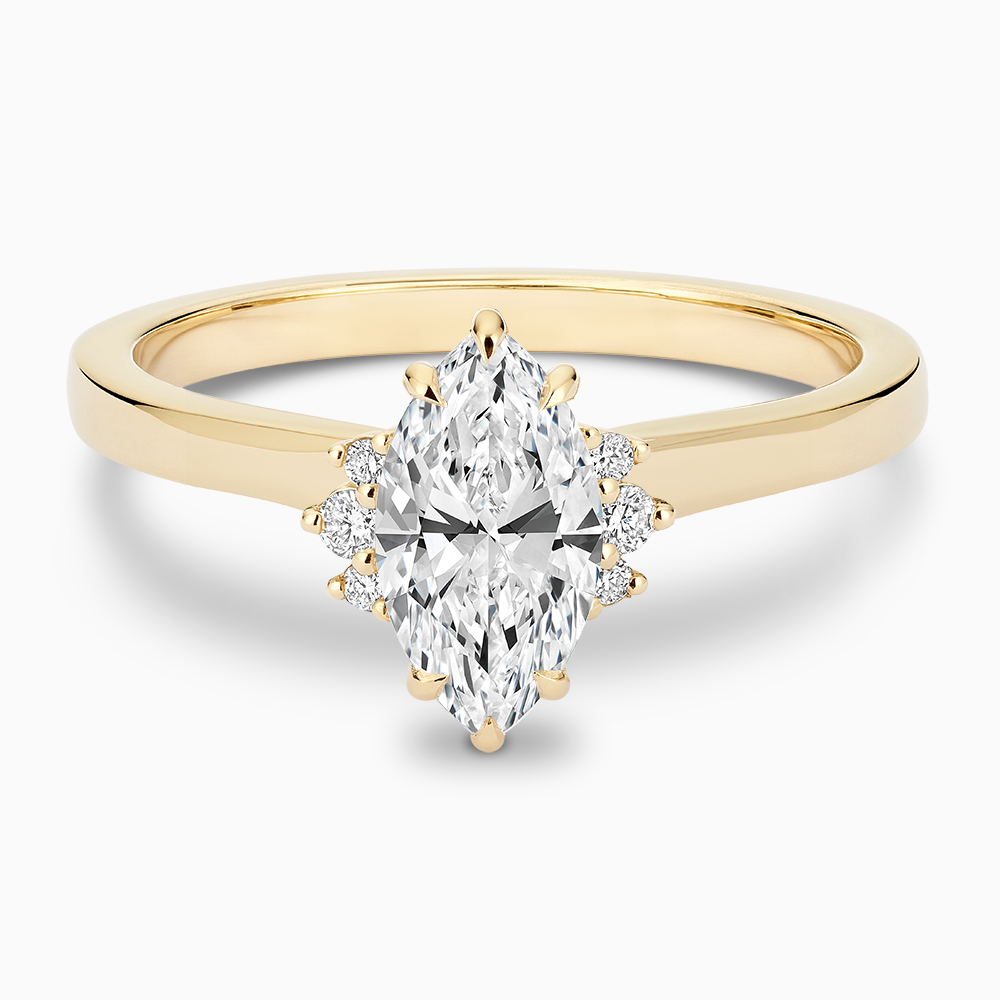 Solitaire Six-Prongs Engagement Ring with Diamond Accent Pavé - Ecksand product image